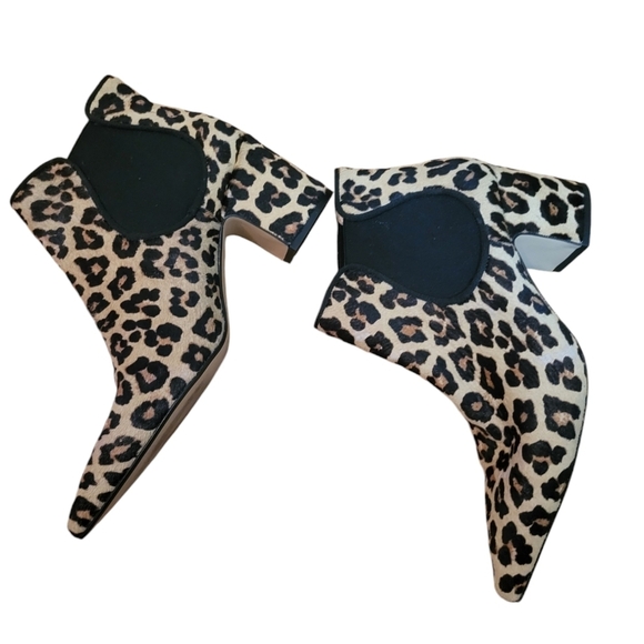 Zara Calf hair Leopard Cheetah print ankle pull on Bootie Boho Western Cowboy - Picture 2 of 10